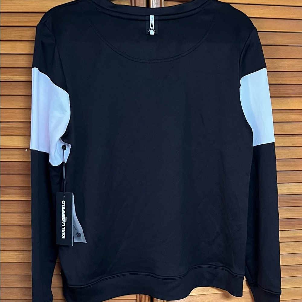 Karl Lagerfeld Women’s Sweatshirt, Size S, Black, White Color Block, Casual Wear - Picture 4 of 9